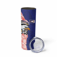 American Samoa Flag Day Skinny Tumbler Tribal Tattoo with Eagle Blue-Red