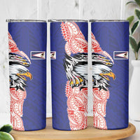 American Samoa Flag Day Skinny Tumbler Tribal Tattoo with Eagle Blue-Red