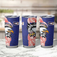 American Samoa Flag Day Tumbler Cup Tribal Tattoo with Eagle Blue-Red
