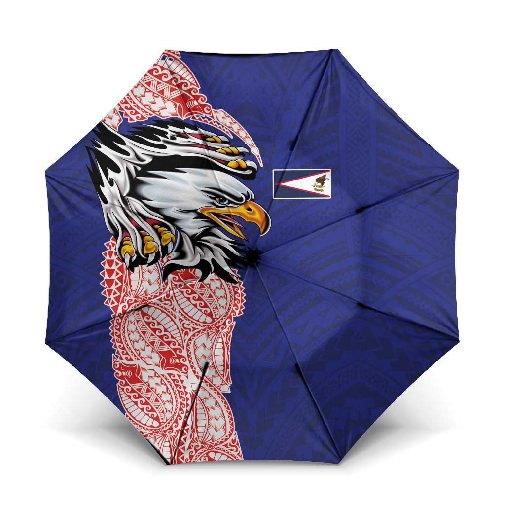 American Samoa Flag Day Umbrella Tribal Tattoo with Eagle Blue-Red