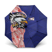 American Samoa Flag Day Umbrella Tribal Tattoo with Eagle Blue-Red