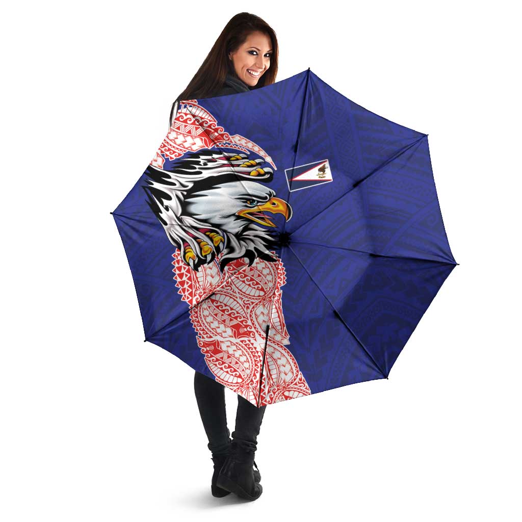 American Samoa Flag Day Umbrella Tribal Tattoo with Eagle Blue-Red