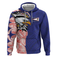 American Samoa Flag Day Zip Hoodie Tribal Tattoo with Eagle Blue-Red LT03 Pullover Hoodie Blue - Polynesian Pride