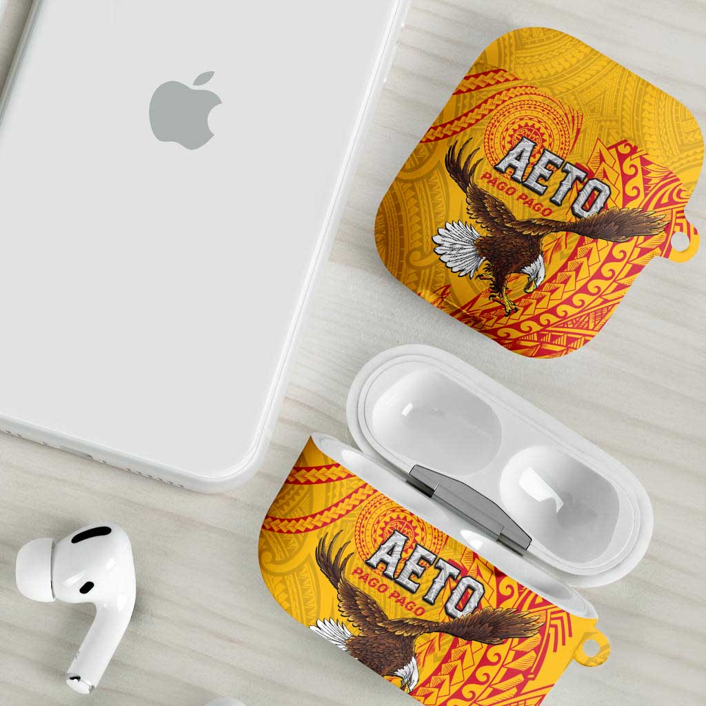 American Samoa Flag Day AirPods Case Fautasi Race Pago Pago-Aeto Eagle Wings Tribal Style