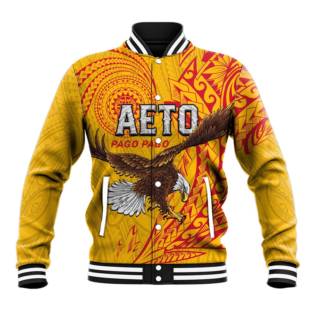 Personalised American Samoa Flag Day Baseball Jacket Fautasi Race Pago Pago-Aeto Eagle Wings Tribal Style LT03 Unisex Multicolor - Polynesian Pride