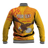 Personalised American Samoa Flag Day Baseball Jacket Fautasi Race Pago Pago-Aeto Eagle Wings Tribal Style LT03 - Polynesian Pride