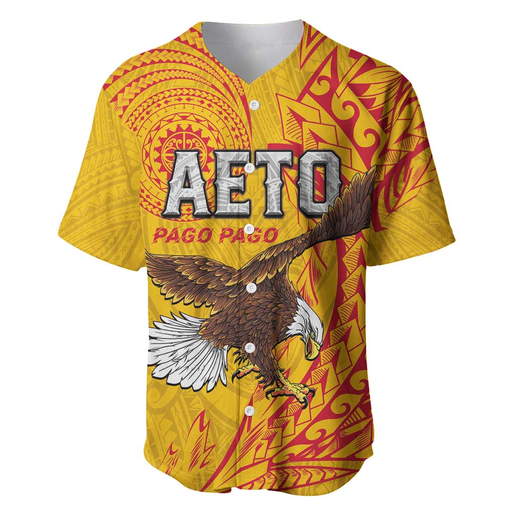 Personalised American Samoa Flag Day Baseball Jersey Fautasi Race Pago Pago-Aeto Eagle Wings Tribal Style