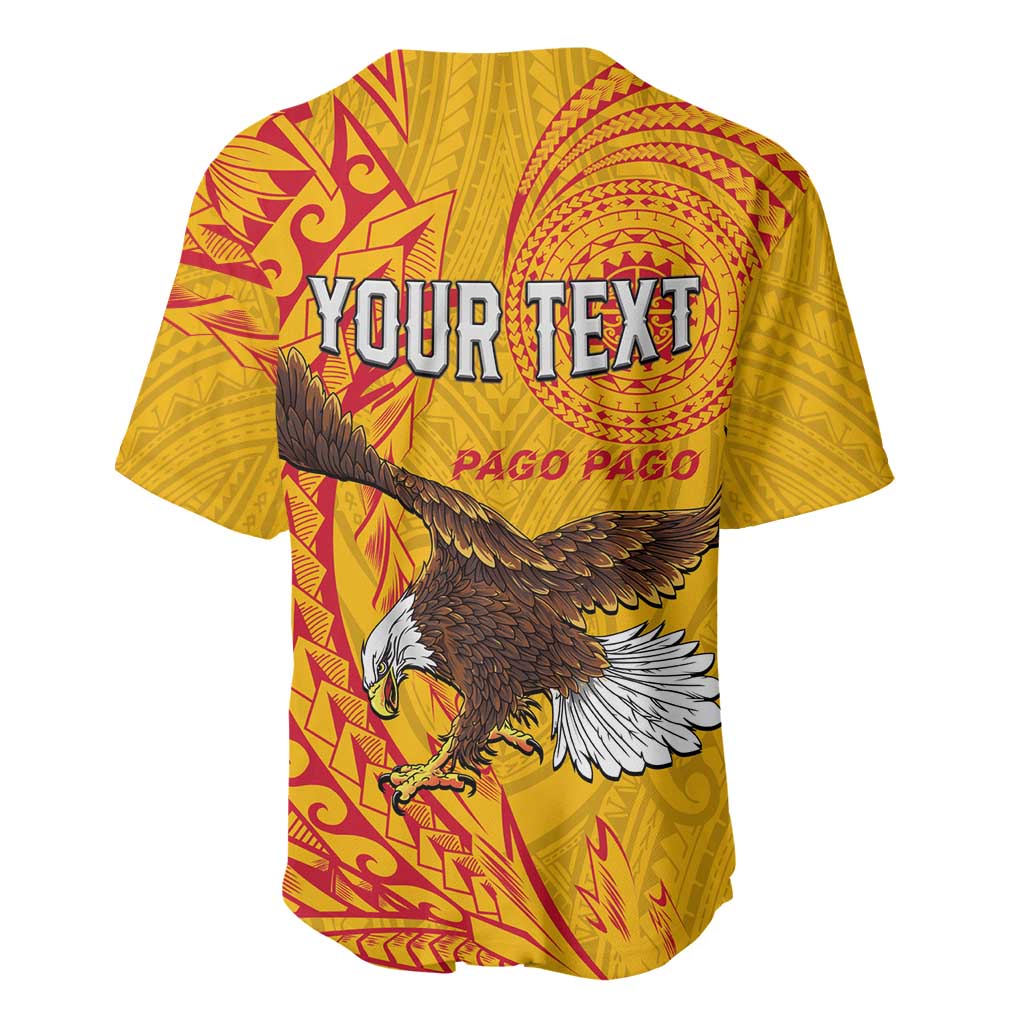 Personalised American Samoa Flag Day Baseball Jersey Fautasi Race Pago Pago-Aeto Eagle Wings Tribal Style