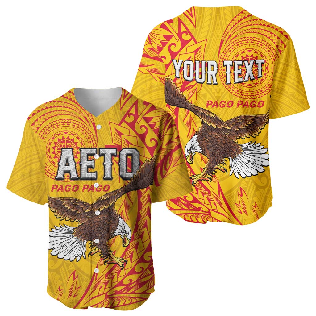 Personalised American Samoa Flag Day Baseball Jersey Fautasi Race Pago Pago-Aeto Eagle Wings Tribal Style