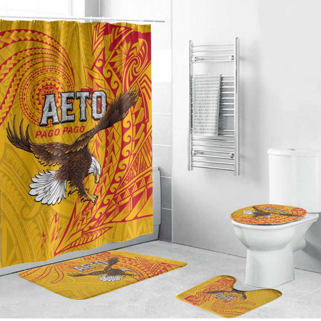 American Samoa Flag Day Bathroom Set Fautasi Race Pago Pago-Aeto Eagle Wings Tribal Style