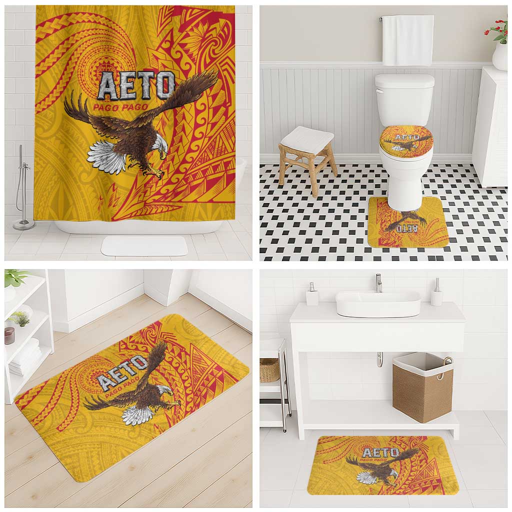 American Samoa Flag Day Bathroom Set Fautasi Race Pago Pago-Aeto Eagle Wings Tribal Style
