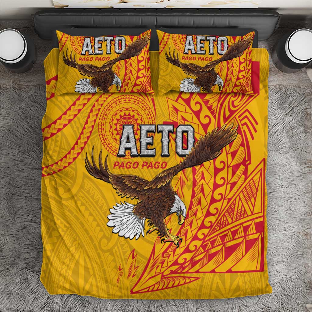 American Samoa Flag Day Bedding Set Fautasi Race Pago Pago-Aeto Eagle Wings Tribal Style