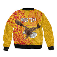 Personalised American Samoa Flag Day Bomber Jacket Fautasi Race Pago Pago-Aeto Eagle Wings Tribal Style LT03 - Polynesian Pride