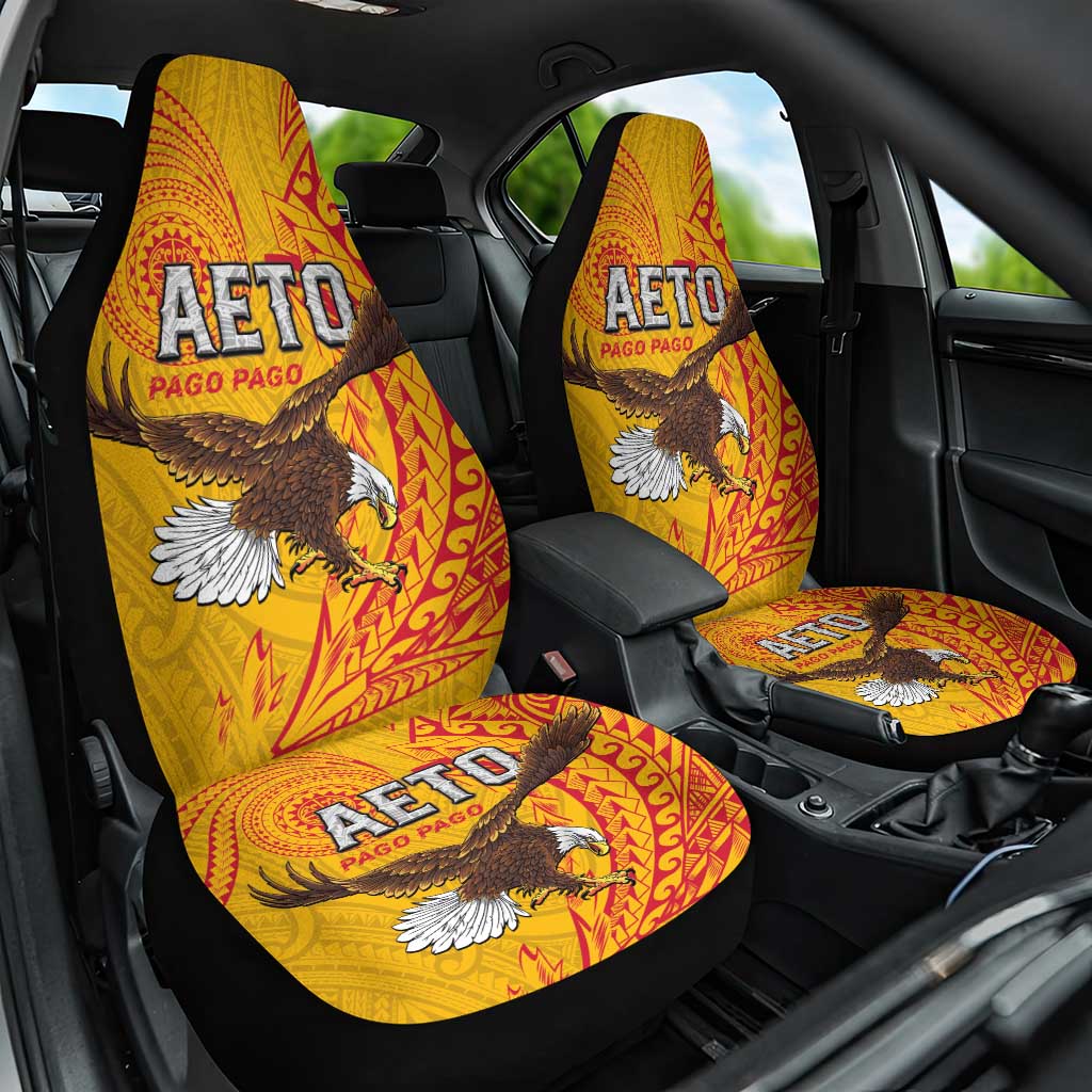 American Samoa Flag Day Car Seat Cover Fautasi Race Pago Pago-Aeto Eagle Wings Tribal Style