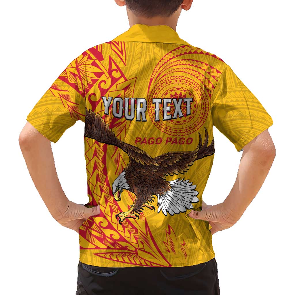 Personalised American Samoa Flag Day Family Matching Long Sleeve Bodycon Dress and Hawaiian Shirt Fautasi Race Pago Pago-Aeto Eagle Wings Tribal Style