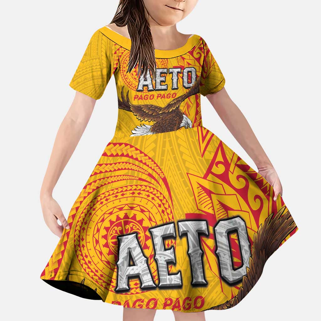 Personalised American Samoa Flag Day Family Matching Long Sleeve Bodycon Dress and Hawaiian Shirt Fautasi Race Pago Pago-Aeto Eagle Wings Tribal Style