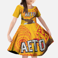 Personalised American Samoa Flag Day Family Matching Long Sleeve Bodycon Dress and Hawaiian Shirt Fautasi Race Pago Pago-Aeto Eagle Wings Tribal Style