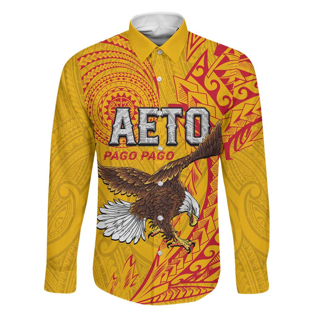 Personalised American Samoa Flag Day Family Matching Long Sleeve Bodycon Dress and Hawaiian Shirt Fautasi Race Pago Pago-Aeto Eagle Wings Tribal Style