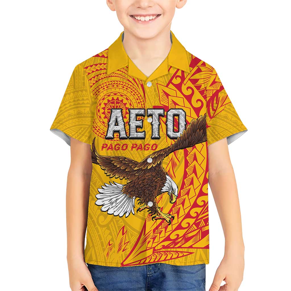 Personalised American Samoa Flag Day Family Matching Long Sleeve Bodycon Dress and Hawaiian Shirt Fautasi Race Pago Pago-Aeto Eagle Wings Tribal Style