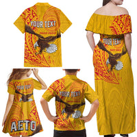 Personalised American Samoa Flag Day Family Matching Off Shoulder Maxi Dress and Hawaiian Shirt Fautasi Race Pago Pago-Aeto Eagle Wings Tribal Style