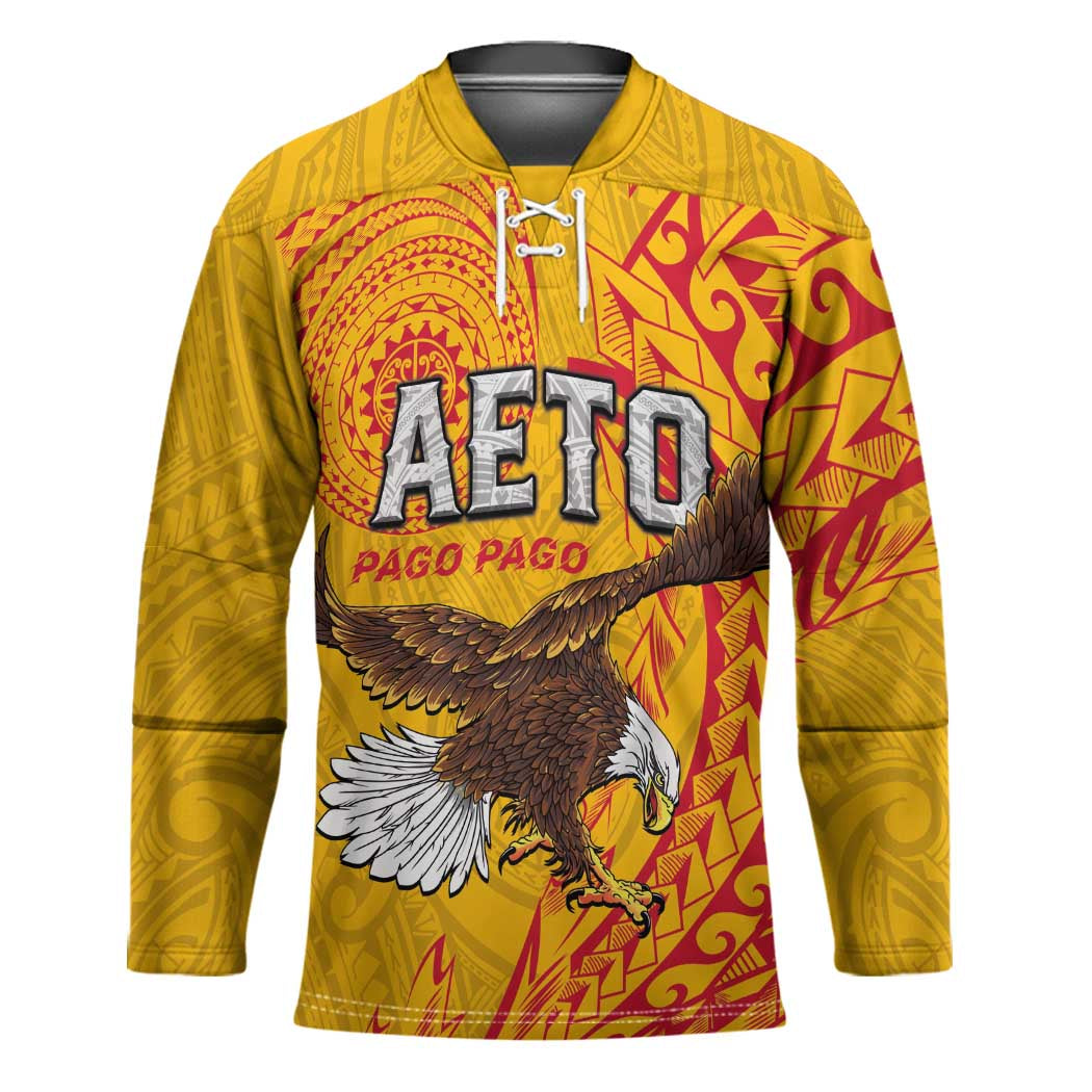 Personalised American Samoa Flag Day Hockey Jersey Fautasi Race Pago Pago-Aeto Eagle Wings Tribal Style LT03 Unisex Multicolor - Polynesian Pride