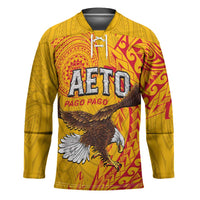 Personalised American Samoa Flag Day Hockey Jersey Fautasi Race Pago Pago-Aeto Eagle Wings Tribal Style