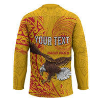 Personalised American Samoa Flag Day Hockey Jersey Fautasi Race Pago Pago-Aeto Eagle Wings Tribal Style