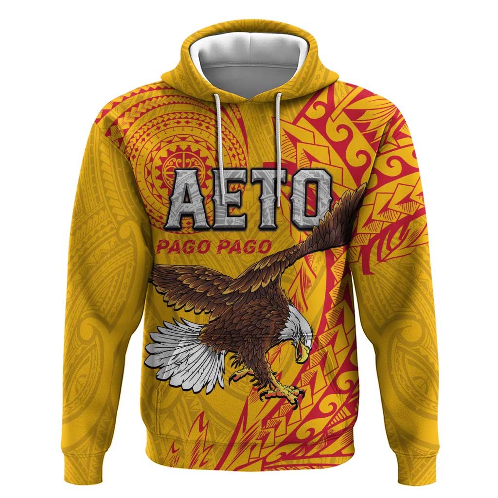 Personalised American Samoa Flag Day Hoodie Fautasi Race Pago Pago-Aeto Eagle Wings Tribal Style