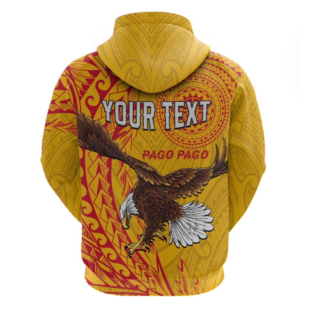 Personalised American Samoa Flag Day Hoodie Fautasi Race Pago Pago-Aeto Eagle Wings Tribal Style