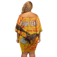 Personalised American Samoa Flag Day Off Shoulder Short Dress Fautasi Race Pago Pago-Aeto Eagle Wings Tribal Style