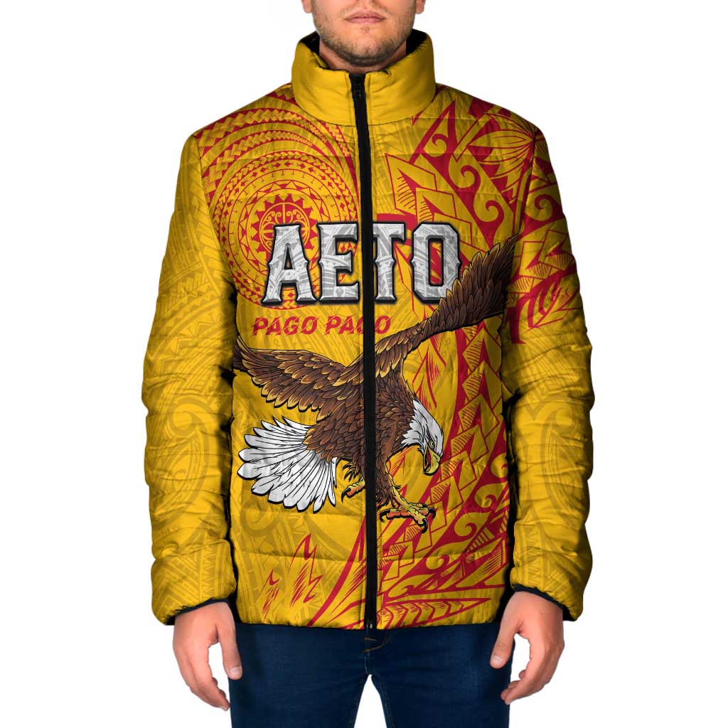 Personalised American Samoa Flag Day Padded Jacket Fautasi Race Pago Pago-Aeto Eagle Wings Tribal Style LT03 Men Multicolor - Polynesian Pride