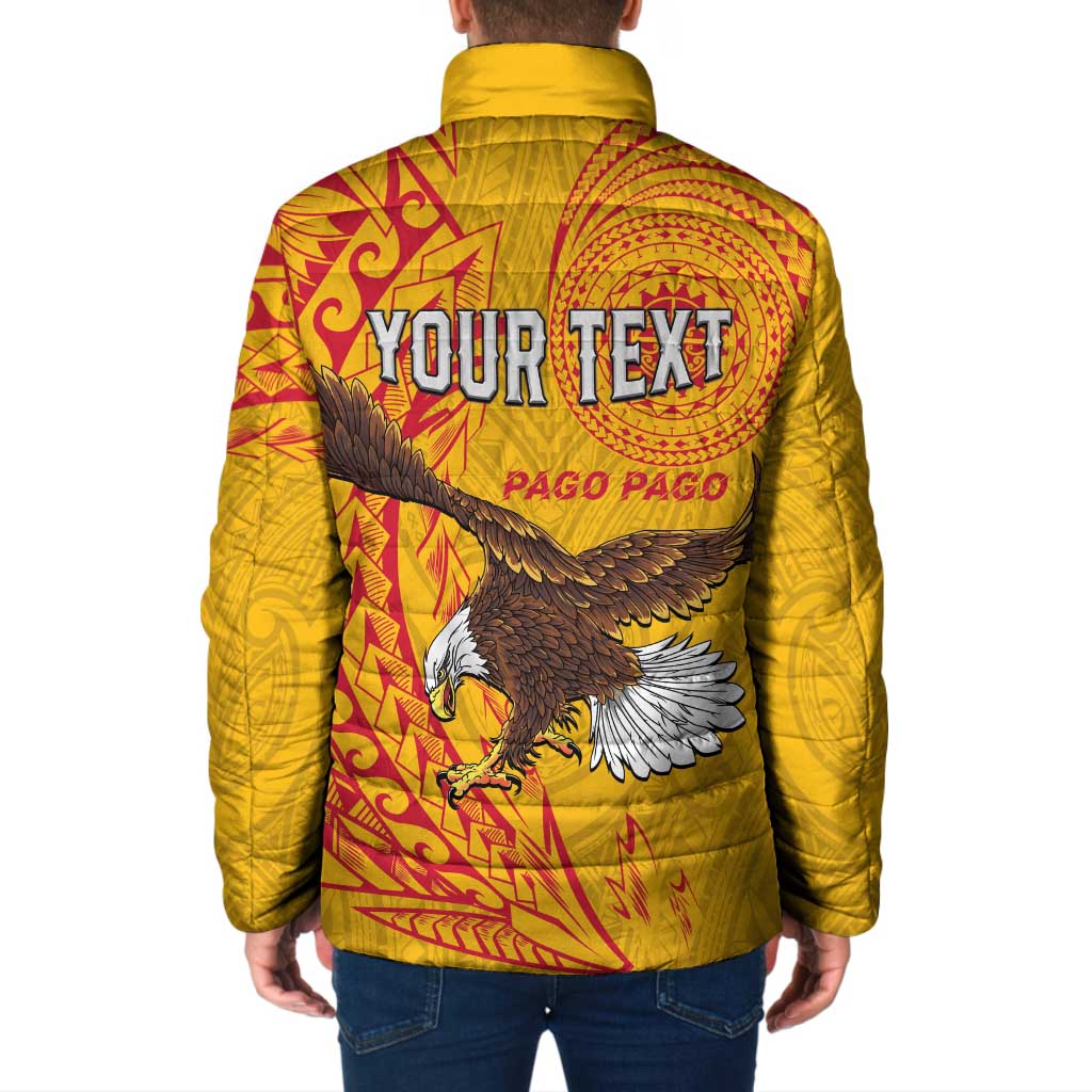 Personalised American Samoa Flag Day Padded Jacket Fautasi Race Pago Pago-Aeto Eagle Wings Tribal Style LT03 - Polynesian Pride
