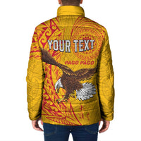 Personalised American Samoa Flag Day Padded Jacket Fautasi Race Pago Pago-Aeto Eagle Wings Tribal Style LT03 - Polynesian Pride