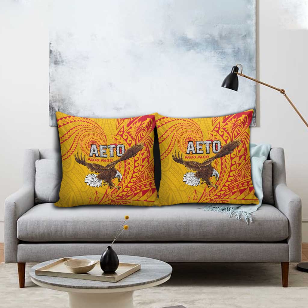American Samoa Flag Day Pillow Cover Fautasi Race Pago Pago-Aeto Eagle Wings Tribal Style