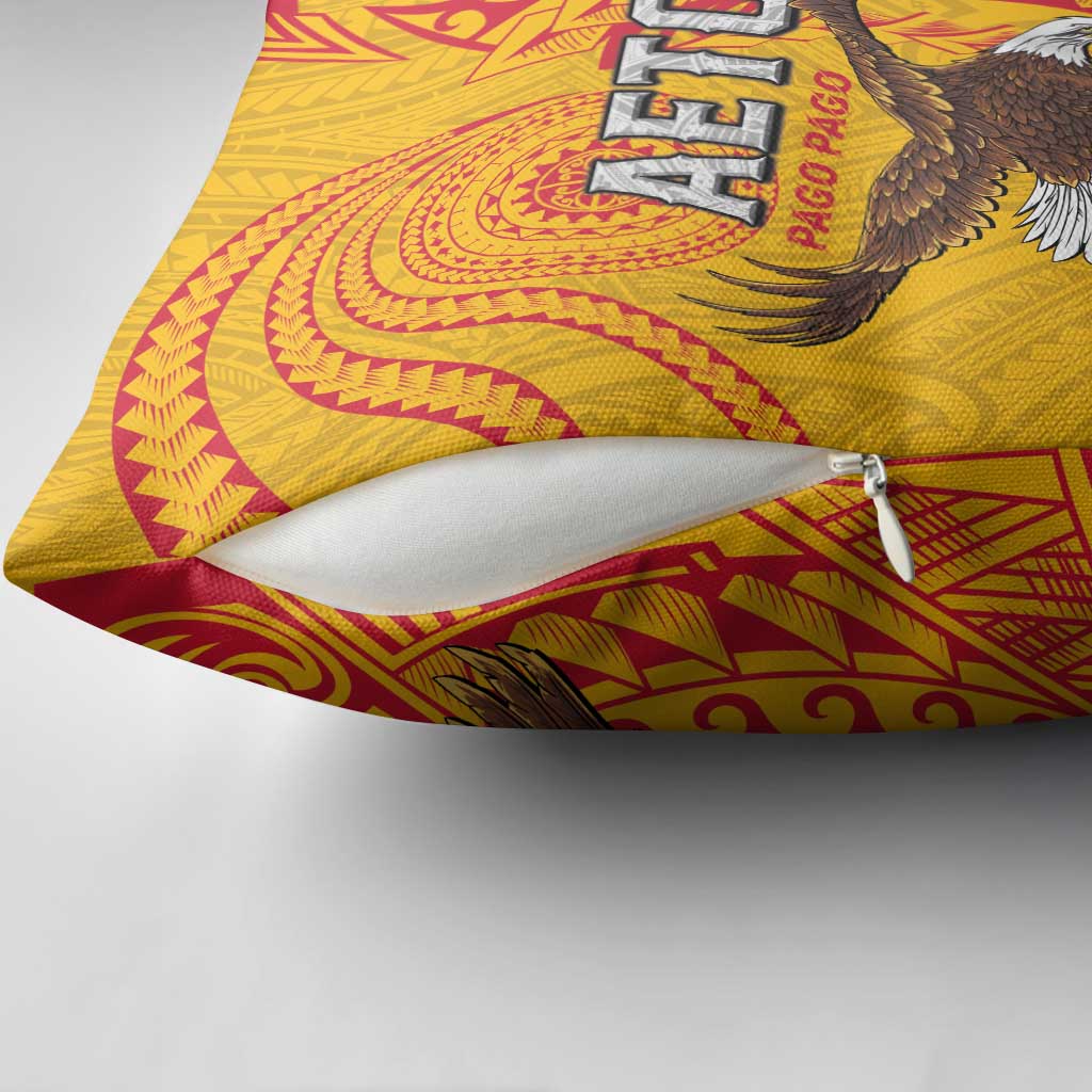 American Samoa Flag Day Pillow Cover Fautasi Race Pago Pago-Aeto Eagle Wings Tribal Style