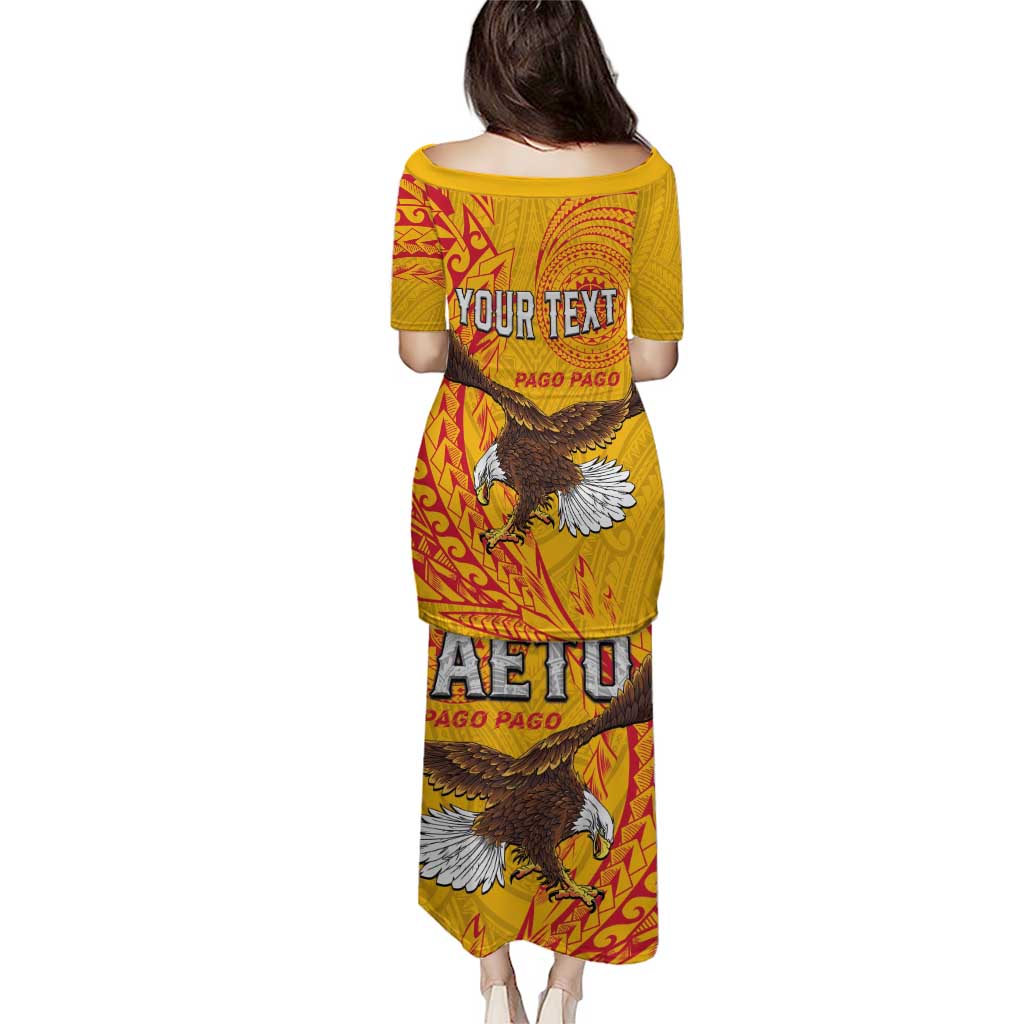 Personalised American Samoa Flag Day Puletasi Fautasi Race Pago Pago-Aeto Eagle Wings Tribal Style