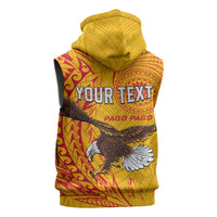 Personalised American Samoa Flag Day Sleeveless Zip Hoodie Fautasi Race Pago Pago-Aeto Eagle Wings Tribal Style