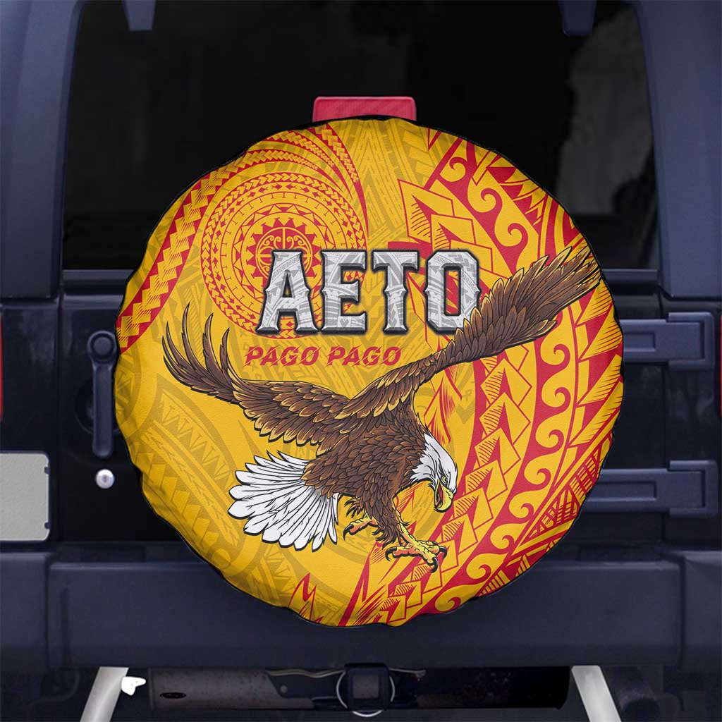 American Samoa Flag Day Spare Tire Cover Fautasi Race Pago Pago-Aeto Eagle Wings Tribal Style LT03 No hole Multicolor - Polynesian Pride