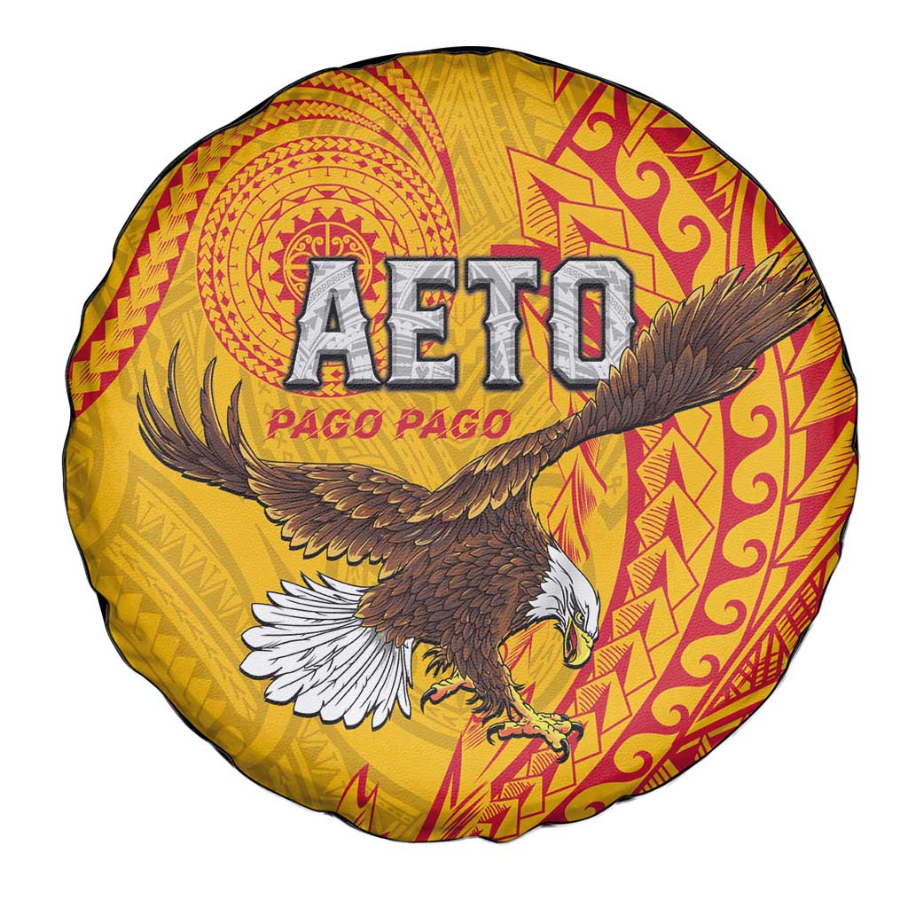 American Samoa Flag Day Spare Tire Cover Fautasi Race Pago Pago-Aeto Eagle Wings Tribal Style