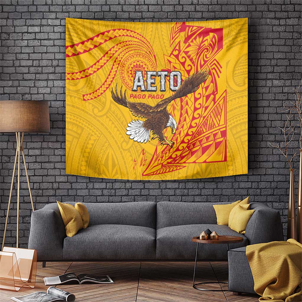 American Samoa Flag Day Tapestry Fautasi Race Pago Pago-Aeto Eagle Wings Tribal Style LT03 Multicolor - Polynesian Pride