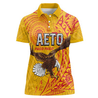 Personalised American Samoa Flag Day Women Polo Shirt Fautasi Race Pago Pago-Aeto Eagle Wings Tribal Style