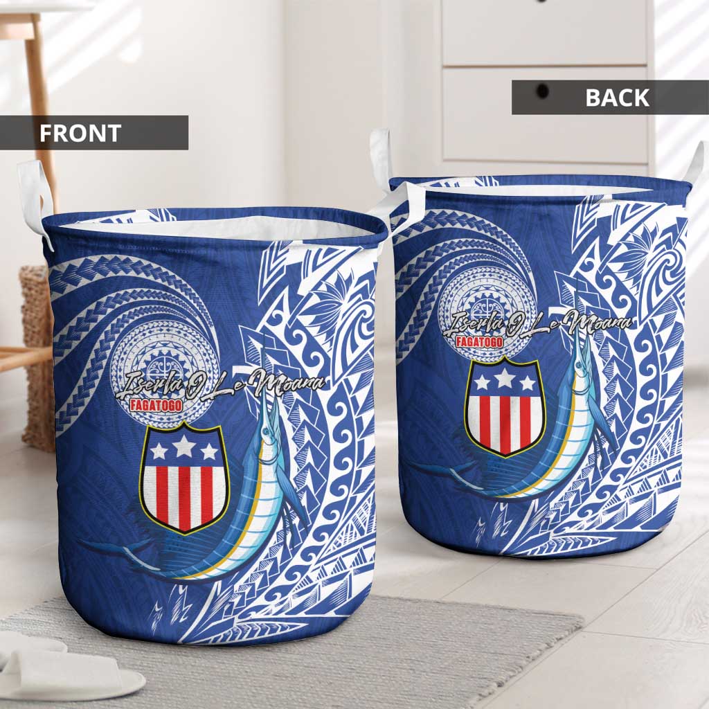 American Samoa Flag Day Laundry Basket Fautasi Race Fagatogo-Iseula O Le Moana Sailfish Tribal Style