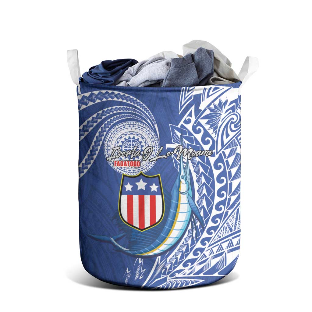 American Samoa Flag Day Laundry Basket Fautasi Race Fagatogo-Iseula O Le Moana Sailfish Tribal Style