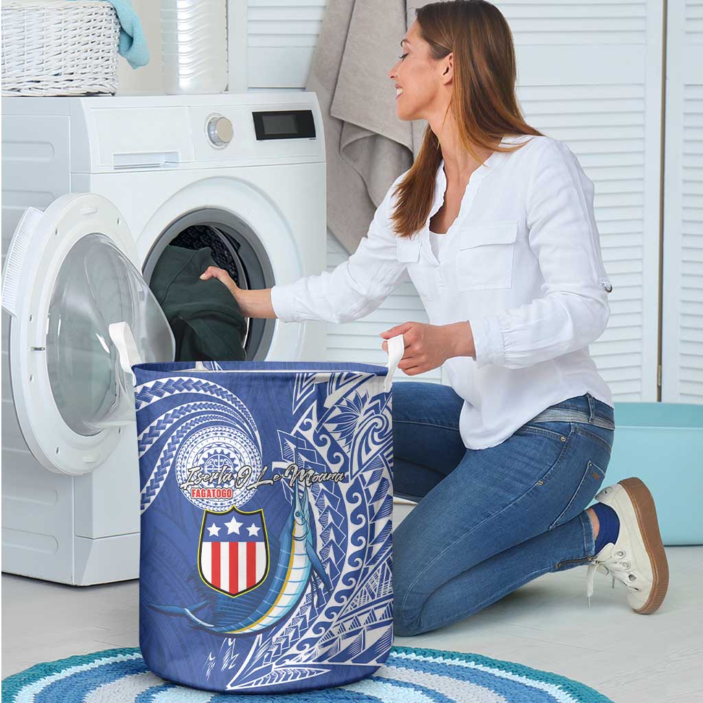 American Samoa Flag Day Laundry Basket Fautasi Race Fagatogo-Iseula O Le Moana Sailfish Tribal Style