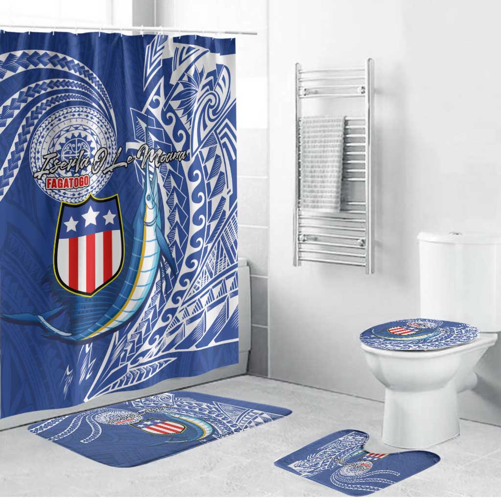 American Samoa Flag Day Bathroom Set Fautasi Race Fagatogo-Iseula O Le Moana Sailfish Tribal Style