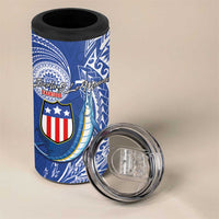 American Samoa Flag Day 4 in 1 Can Cooler Tumbler Fautasi Race Fagatogo-Iseula O Le Moana Sailfish Tribal Style