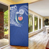 Personalised American Samoa Flag Day Door Cover Fautasi Race Fagatogo-Iseula O Le Moana Sailfish Tribal Style