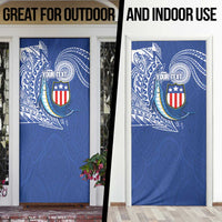 Personalised American Samoa Flag Day Door Cover Fautasi Race Fagatogo-Iseula O Le Moana Sailfish Tribal Style