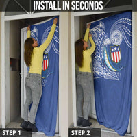 Personalised American Samoa Flag Day Door Cover Fautasi Race Fagatogo-Iseula O Le Moana Sailfish Tribal Style