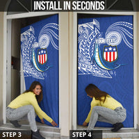Personalised American Samoa Flag Day Door Cover Fautasi Race Fagatogo-Iseula O Le Moana Sailfish Tribal Style
